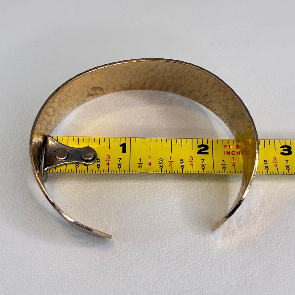 Vintage Gold Tone Hammered Wide Cuff Statement Bracelet Estate - Picture 3 of 11